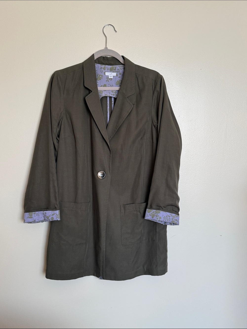Olive Green Women's Single-Button Lightweight Blazer Coat Never Worn